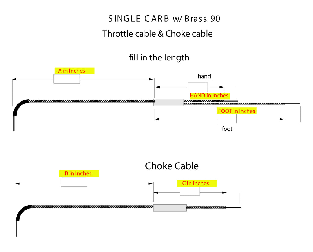 Choke Cable Carb Assembly w/ Brass 90